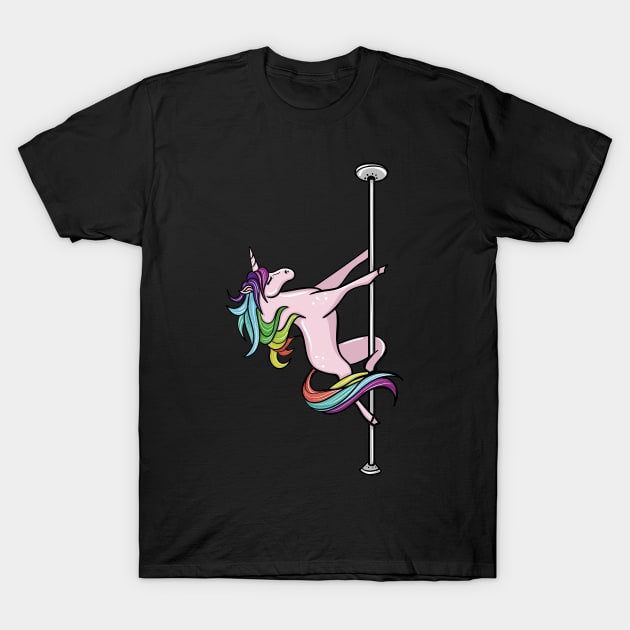 Pole Dancing Unicorn T-Shirt by LetsBeginDesigns